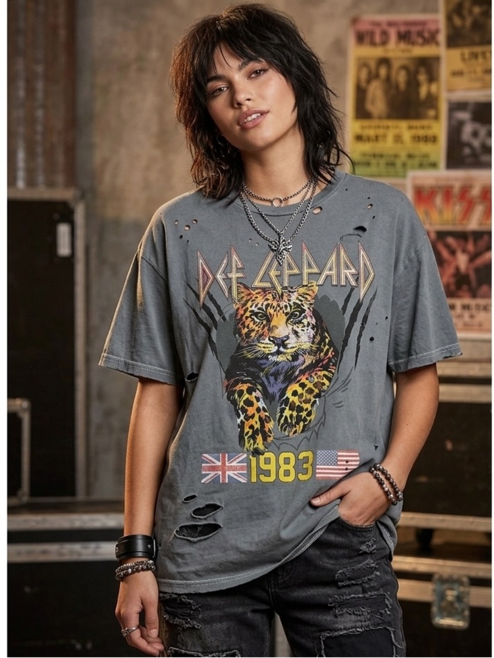 Rue21 distressed Def Leppard shirt